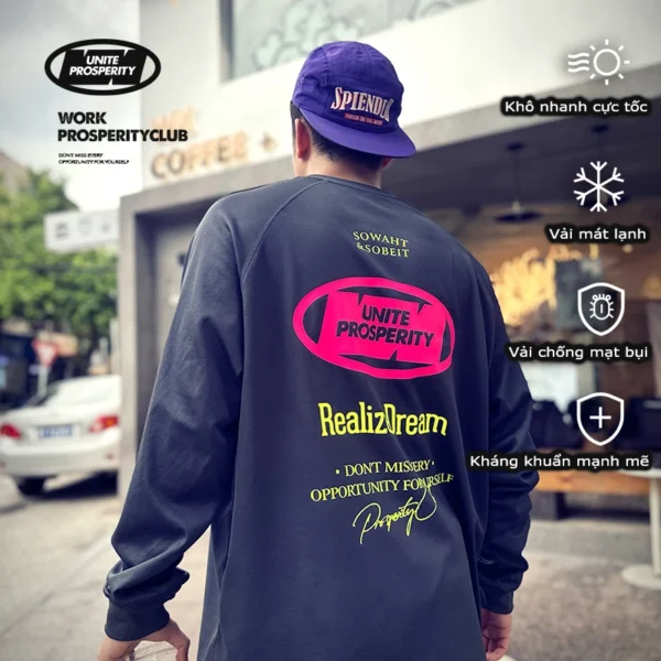 Sản phẩm mới SoWhat Studio: Áo thun khô nhanh, trang phục thể thao ngoài trời, in họa tiết, dài tay, phom rộng