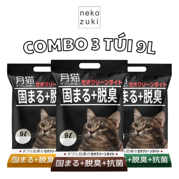 [COMBO 3 TÚI] Cát Vệ Sinh Cho Mèo NHẬT ĐEN, TFOR 9L Thấm Hút, Vón Cục Nhanh, Khử Mùi Hiệu Quả, Ít Bụi, An Toàn Cho Mèo